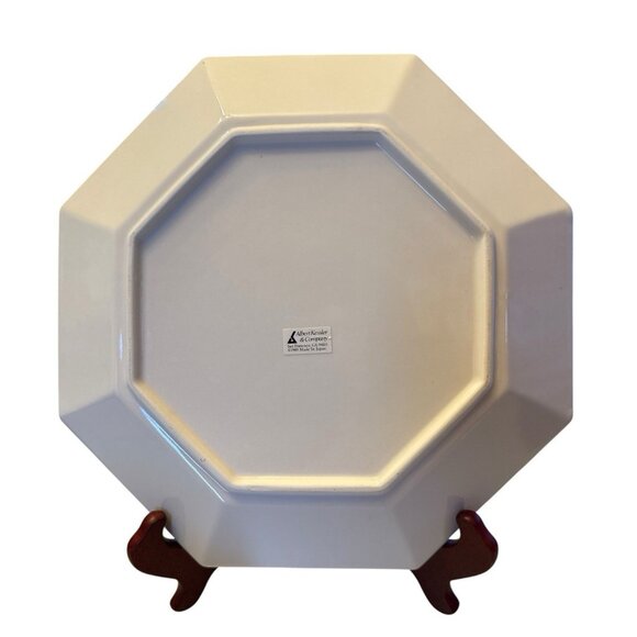 Vtg 1989 Albert Kessler Bird & Flower Blue & Pink Octagon Plate Tray 12.5 Japan. - Picture 6 of 8